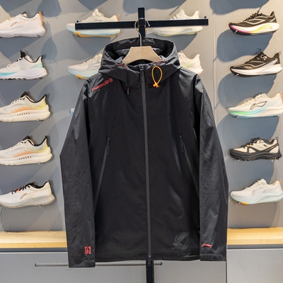 李宁男子连帽防泼水防护珑壳外套