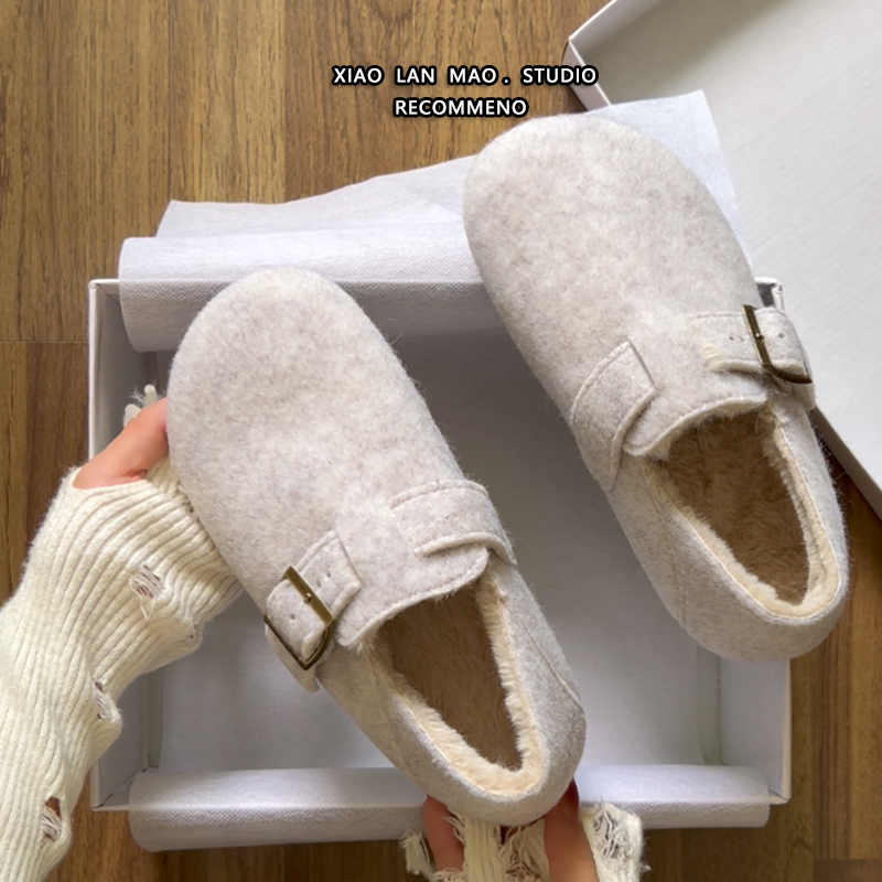 加绒搭扣勃肯鞋女2025秋冬季新款