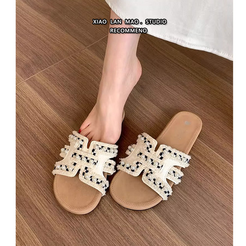 复古一字拖鞋女夏季外穿2025新款