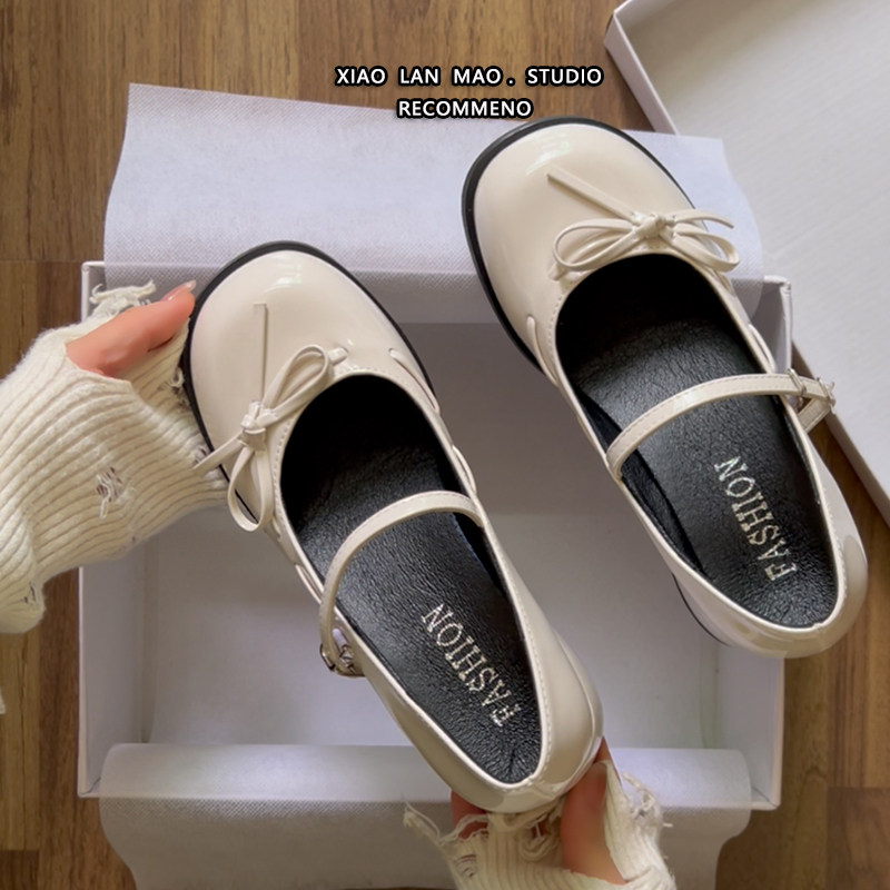 日式甜美风蝴蝶结玛丽珍鞋女2026春新款圆头一字带厚底小皮鞋单鞋,女鞋,玛丽珍鞋,淘宝优惠券,粉丝福利购,淘宝优惠卷