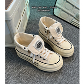 小个子增高学生小白鞋 日系板鞋 女2026春夏新款 厚底百搭高帮帆布鞋