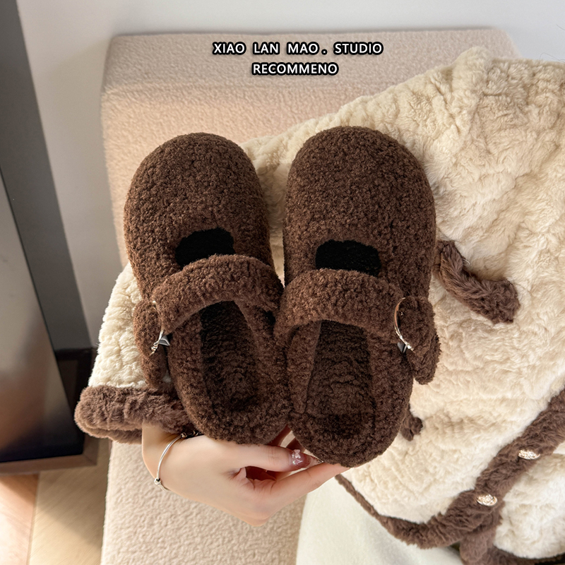 厚底毛毛勃肯鞋女2025冬季一脚蹬