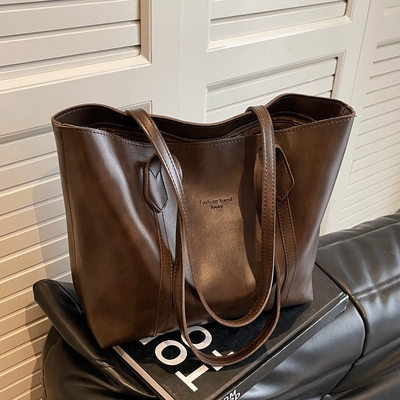 复古大容量托特包学生通勤单肩包