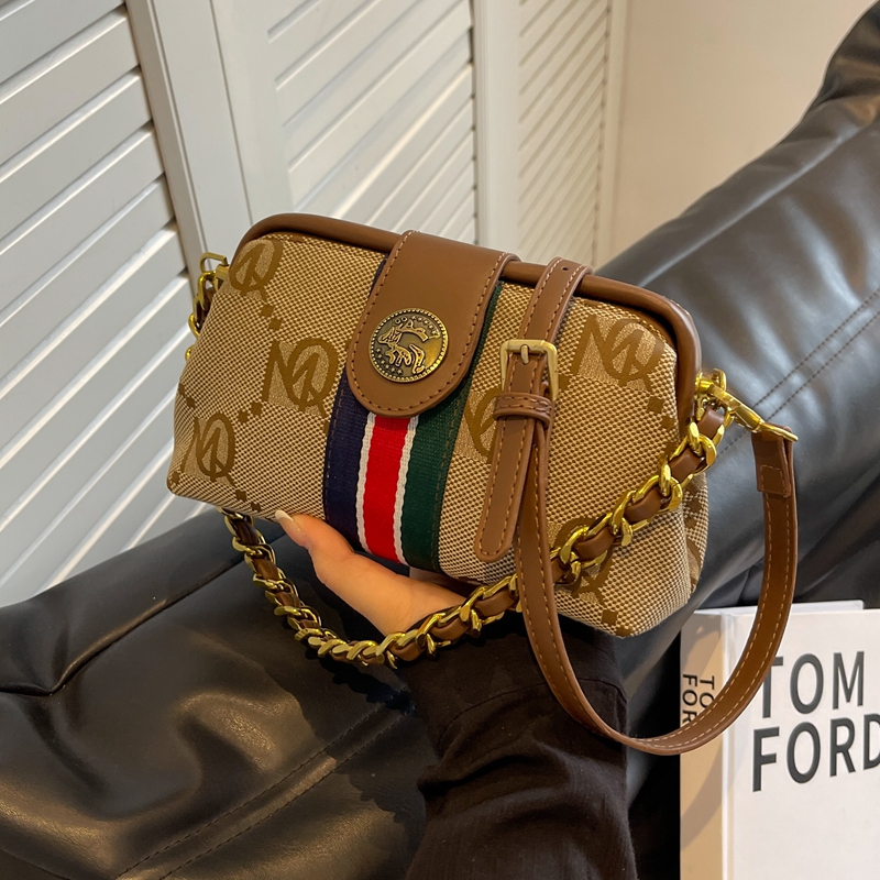 休闲撞色复古迷你斜跨手机包