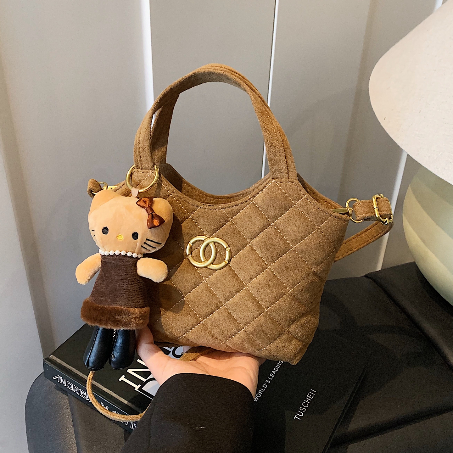 菱格绣线包百搭通勤单肩斜挎包