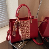 高级感红色包包女2026新款 手提托特包 大容量斜挎包结婚新娘包时尚