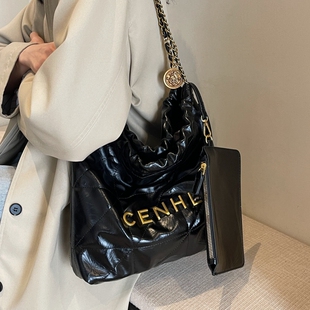 春夏时尚 小香风菱格链条包包女士2025新款 水桶包大容量通勤单肩包