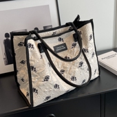 帆布手提托特包女大容量旅行包通勤单肩大包2026新款 妈咪包购物袋