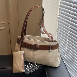 女士包包2026新款 百搭单肩腋下包高级感小众撞色通勤托特包 潮时尚