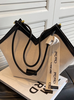 小众设计包包女2025新款夏天时尚单肩包百搭大容量帆布通勤托特包