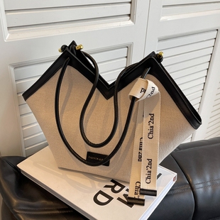 小众设计包包女2025新款 单肩包百搭大容量帆布通勤托特包 夏天时尚