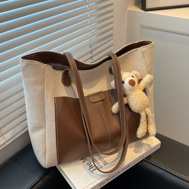 大学生上课包包女2025新款潮休闲百搭帆布包大容量时尚单肩托特包,箱包皮具/热销女包/男包,托特包,淘宝优惠券,粉丝福利购,淘宝优惠卷