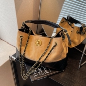 小香风菱格链条包包女高级感大容量单肩斜挎包通勤手提托特水桶包