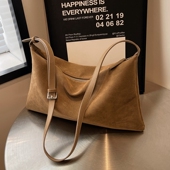 美拉德复古大容量麂皮绒包包女秋冬百搭通勤单肩包高级质感斜挎包