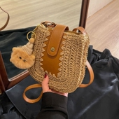 手机包海边度假沙滩斜挎包 流行爆款 法式 编织草编包包女夏2026新款