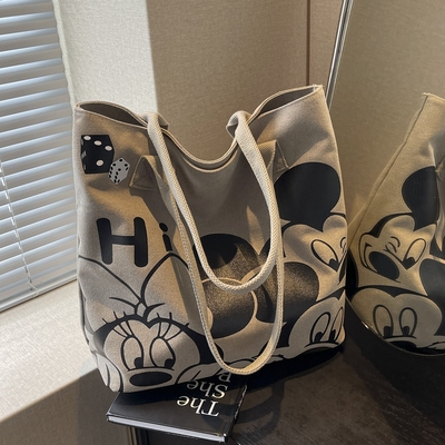 休闲托特包大容量帆布通勤单肩包