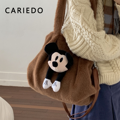 卡通毛绒包毛毛通勤单肩托特包
