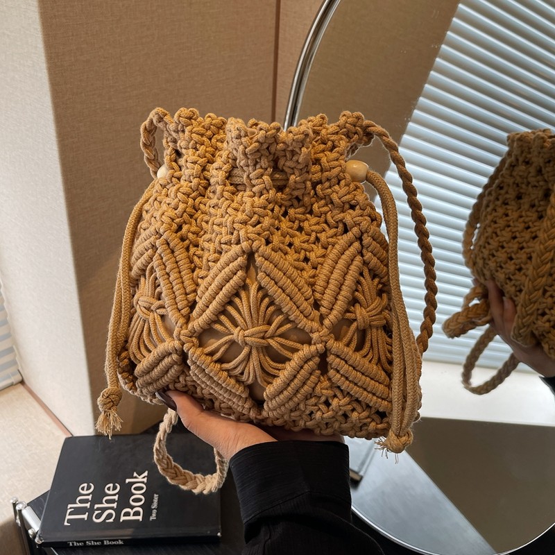 手工编织包包女2025新款时尚流行斜挎包爆款超火水桶包海边沙滩包,箱包皮具/热销女包/男包,通用款女包,淘宝优惠券,粉丝福利购,淘宝优惠卷