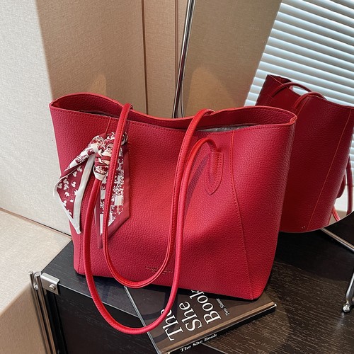 红色结婚新娘包大容量单肩托特包