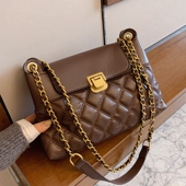 质感大容量包包女2025新款 潮高级感时尚 斜挎包菱格链条百搭单肩包