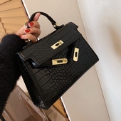 高级感包包2025新款 女包网红爆款 小众斜挎包鳄鱼纹百搭手提凯莉包