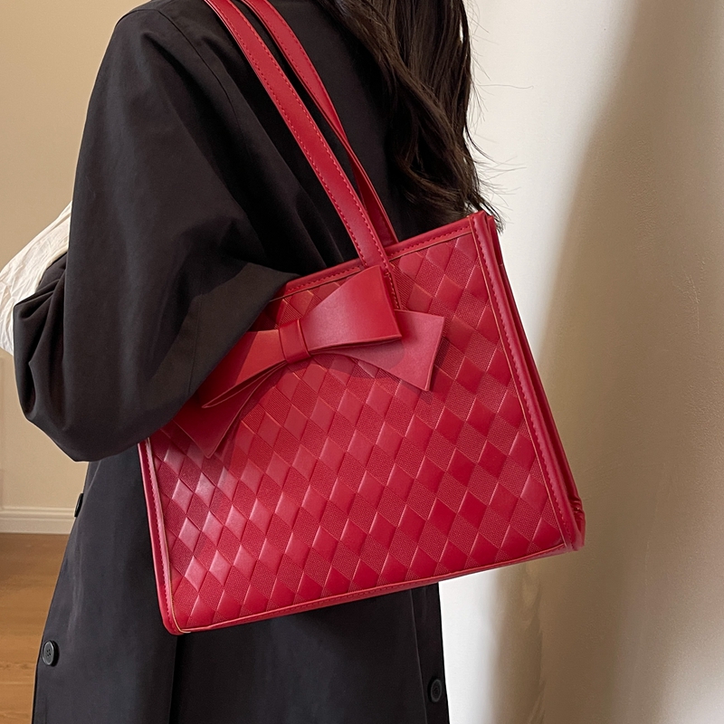 红色新娘托特包单肩手提日韩风