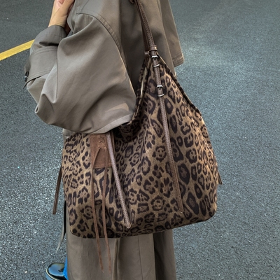 豹纹托特包大容量通勤单肩手提包