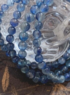 建木信使｜【少有】天然无加染蓝晶石玉化水晶透体手串原矿