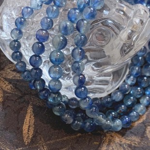 建木信使｜ 天然无加染蓝晶石玉化水晶透体手串原矿 少有