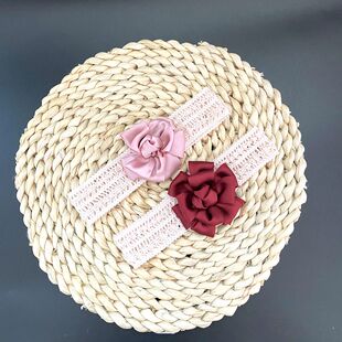 婴儿头花头饰百天公主满月女宝周岁饰品新生儿网红发带纯棉囟门帽