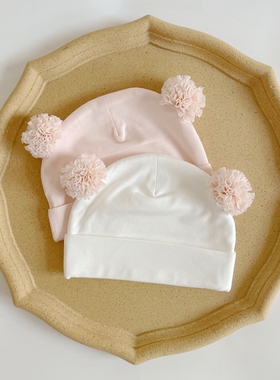 新款男女宝宝纯棉套头帽护囟门帽婴儿小月龄胎帽春秋冬薄款帽可爱