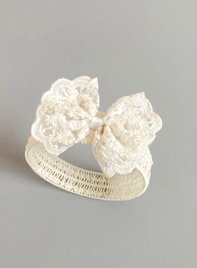 宝宝新生儿婴儿囟门发带薄夏季纯棉蕾丝弹力头带发箍公主头花发饰