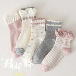 纯棉防臭袜子中筒袜子中腰ins潮韩国女长筒袜辽源秋冬季jk学院风