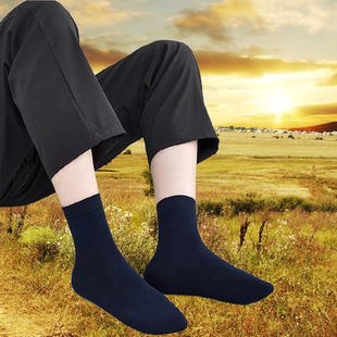 5双纯棉防臭透气男士 厚 纯色男袜子吸汗中筒短袜不起球春秋冬夏季