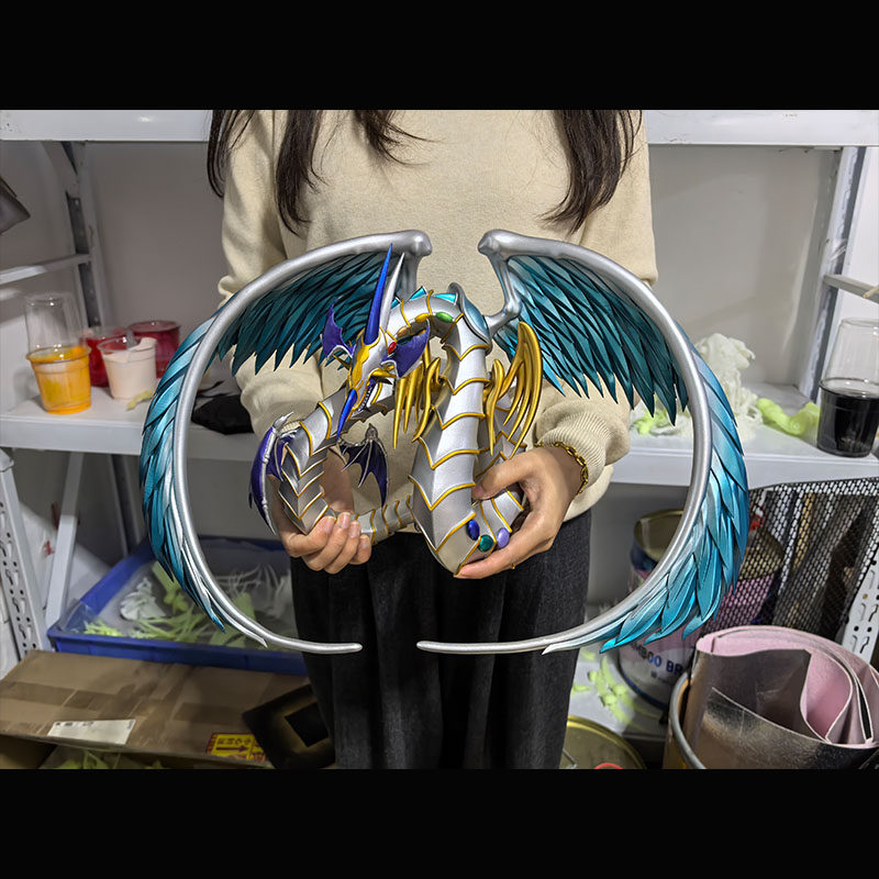 thumbnail for Yu-Gi-Oh GX figure ultimate treasure jade god rainbow dragon model gk three fantasy gods blue-eyed white dragon black magic cat customization