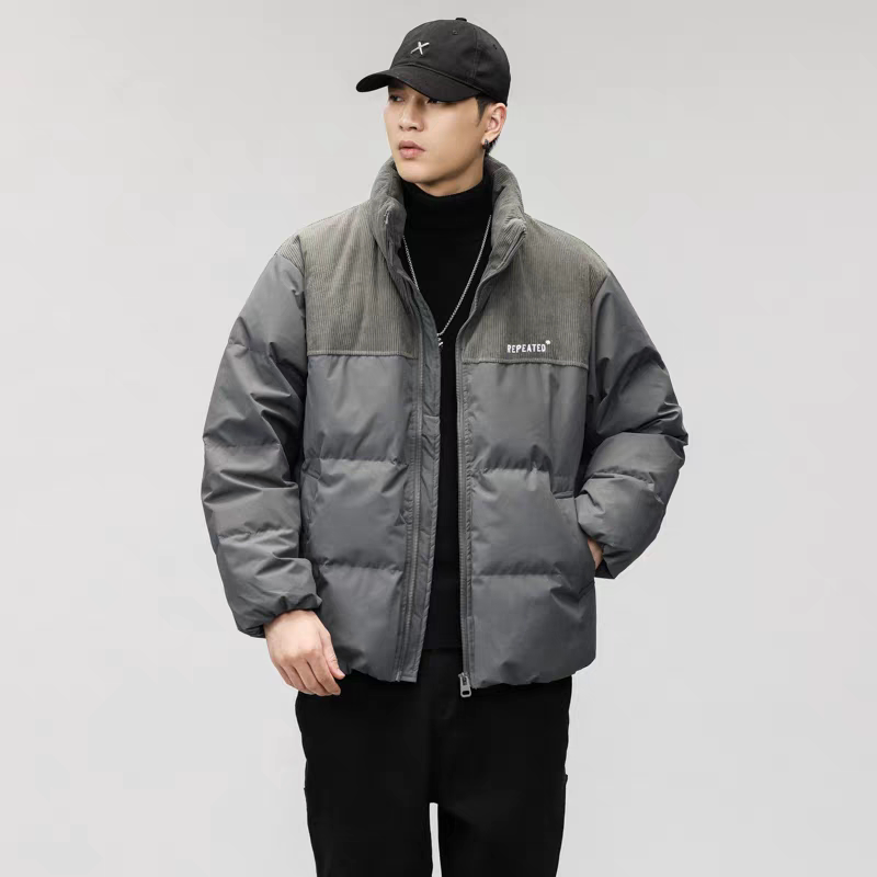 2025新款冬季立领拼接抗寒羽绒服男短款90白鸭绒棉衣加厚保暖外套