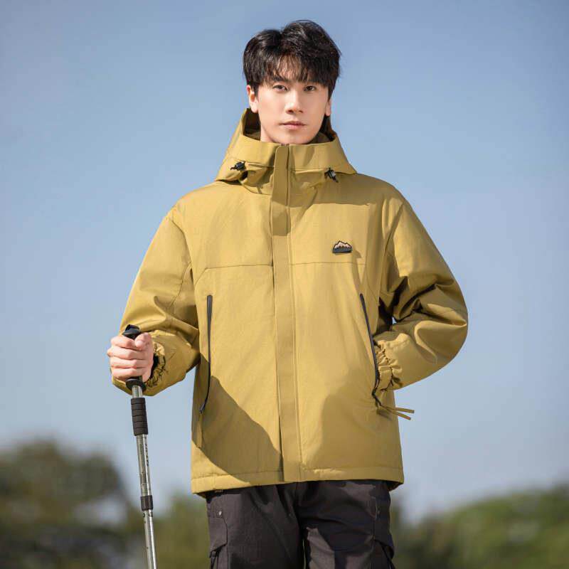 wassup wake冲锋衣羽绒服男生潮牌冬季加厚保暖大码工装连帽外套