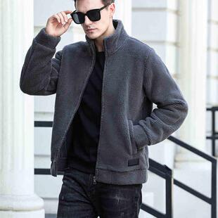 羊羔毛抓绒外套男士冬季宽松大码加绒加厚立领夹克摇粒绒保暖上衣