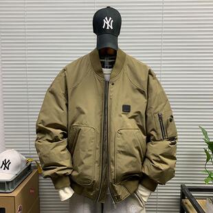 美式潮牌90白鸭绒工装飞行夹克羽绒服男冬季宽松加厚保暖短款外套