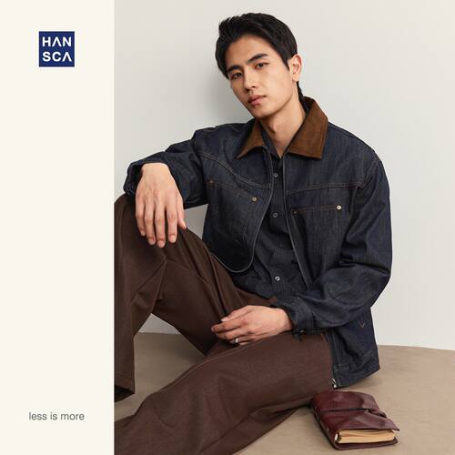 hansca【防褪色】359g巴恩风原色工装牛仔外套男2026秋季新款夹克