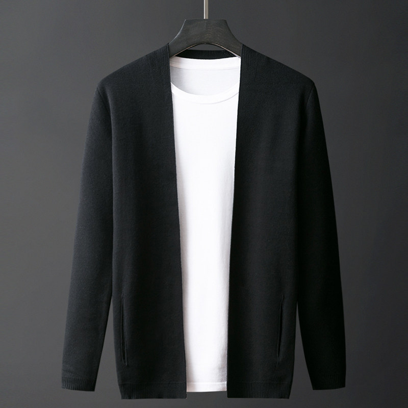 春季针织开衫男薄立领纯色线衣韩版外穿搭休闲修身保暖毛衣外套潮