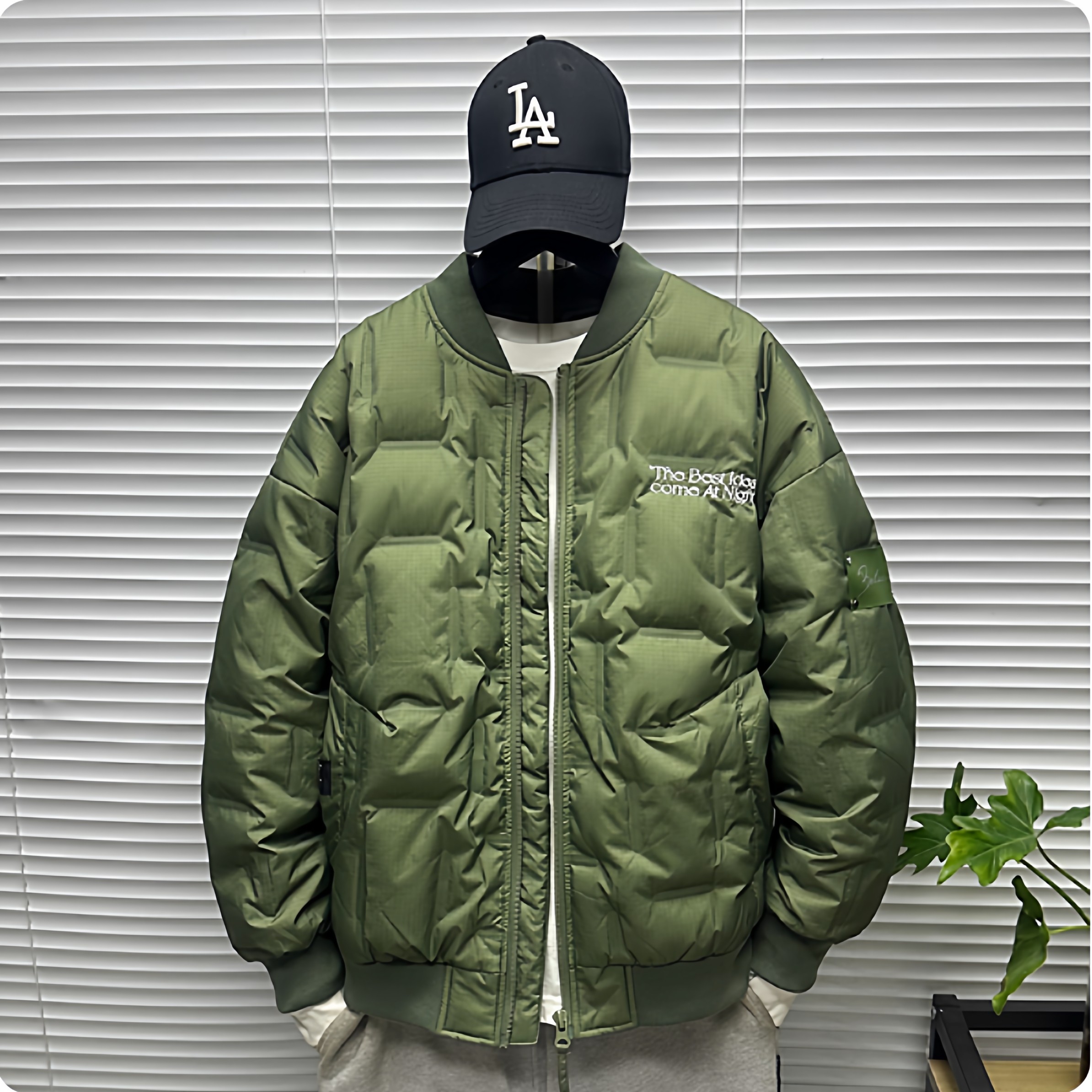 90白鸭棒球领羽绒衣服男士冬季大码青少年刺绣压花软壳羽绒外套潮