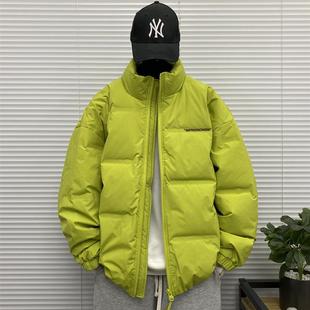 无帽立领压花软壳羽绒服男士冬季装大码青少年胖子字母羽绒外套潮