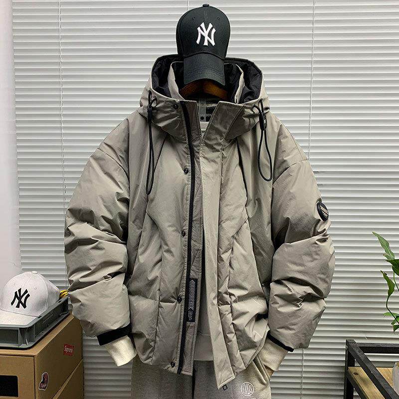 冬季新款加厚保暖白鸭绒连帽羽绒服外套男士休闲宽松潮牌百搭高街
