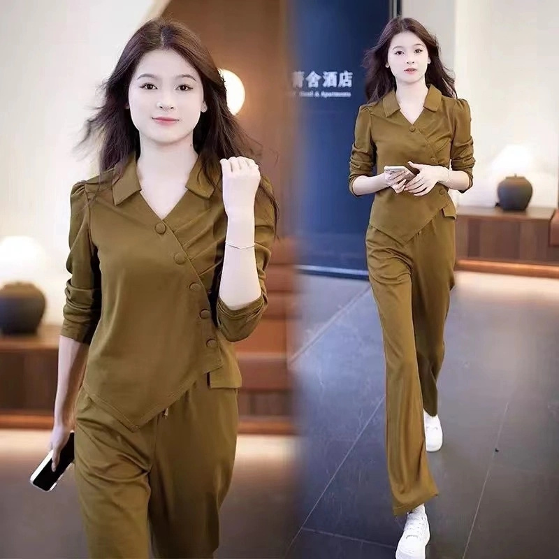 休闲运动服套装女士2024春秋装新款时尚洋气减龄卫衣阔腿裤两件套