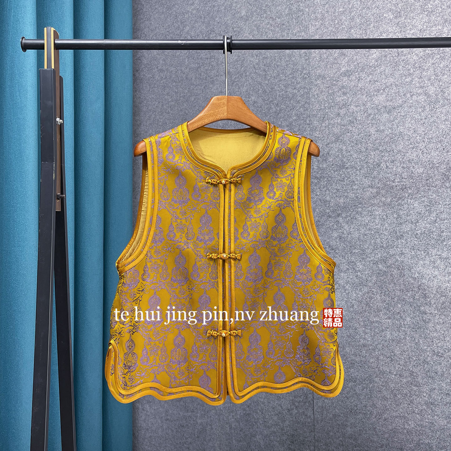 新中式国风重工提花马甲女盘扣圆领无袖背心高级感轻奢百搭坎肩,女装/女士精品,马夹,淘宝优惠券,粉丝福利购,淘宝优惠卷
