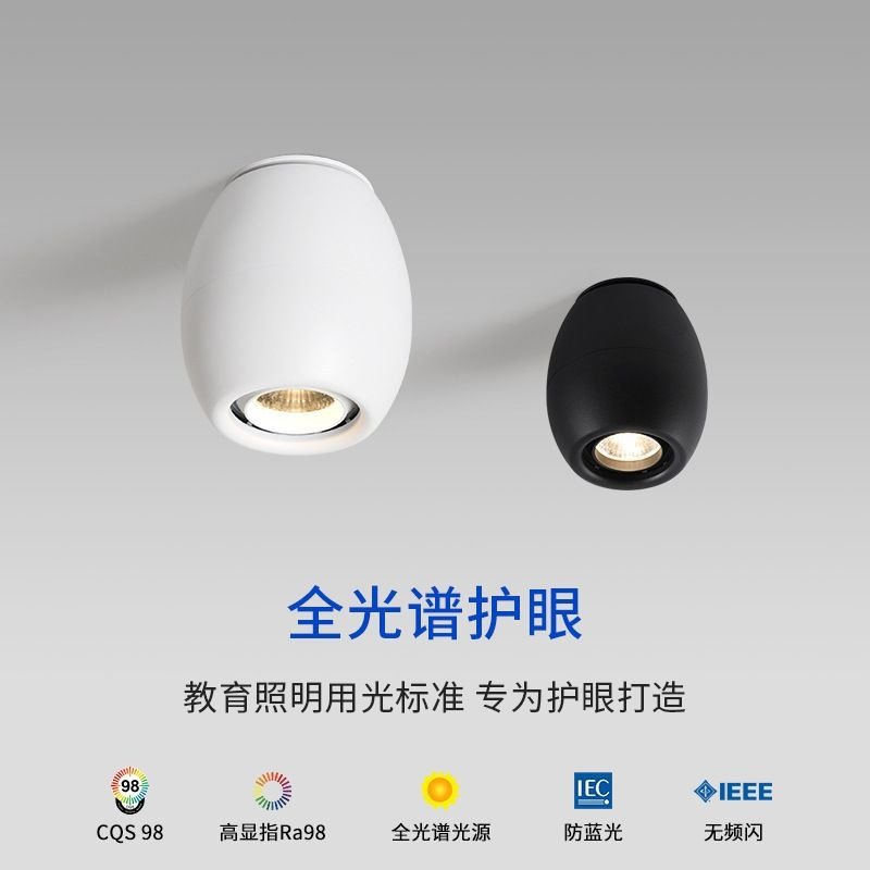 个性简约LED吸顶射灯玄关过道灯LED明装射灯背景照明全光谱补光灯