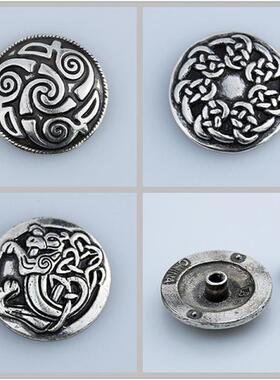 皮雕皮艺五金镀银装饰财布扣Lindisfarne Spiral古银凯尔特龙25mm