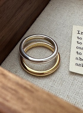 S925纯银韩版小众设计感简约素圈指环韩系简约泥鳅背叠戴首饰品