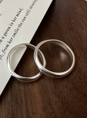 S925纯银韩版小众设计感哑光磨砂戒指韩版时尚INS风质感指环